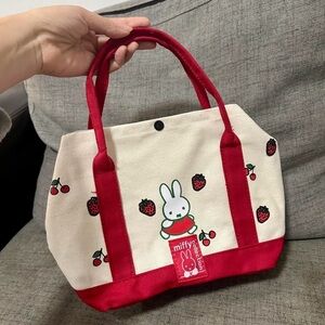 Miffy Red and Cream Canvas Tote with Cherry Design